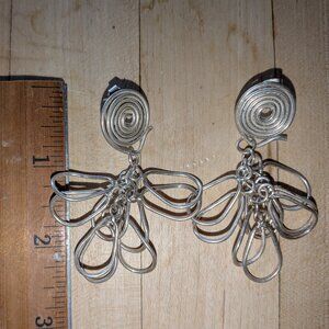 Large sterling silver boho unique earrings for pierced ears